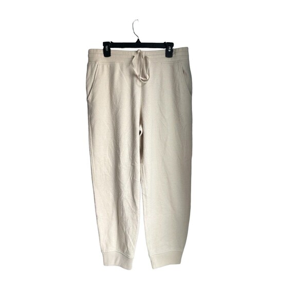 Vince French Terry Cream Beige Stone Casual Comfy Trouser Soft Jogger Size L